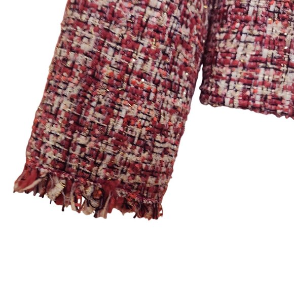 Kate Spade Textured Tweed Open Jacket Size 2 Pink White - Picture 5 of 9
